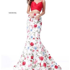 Sherri Hill Red Floral Skirt Style 51710